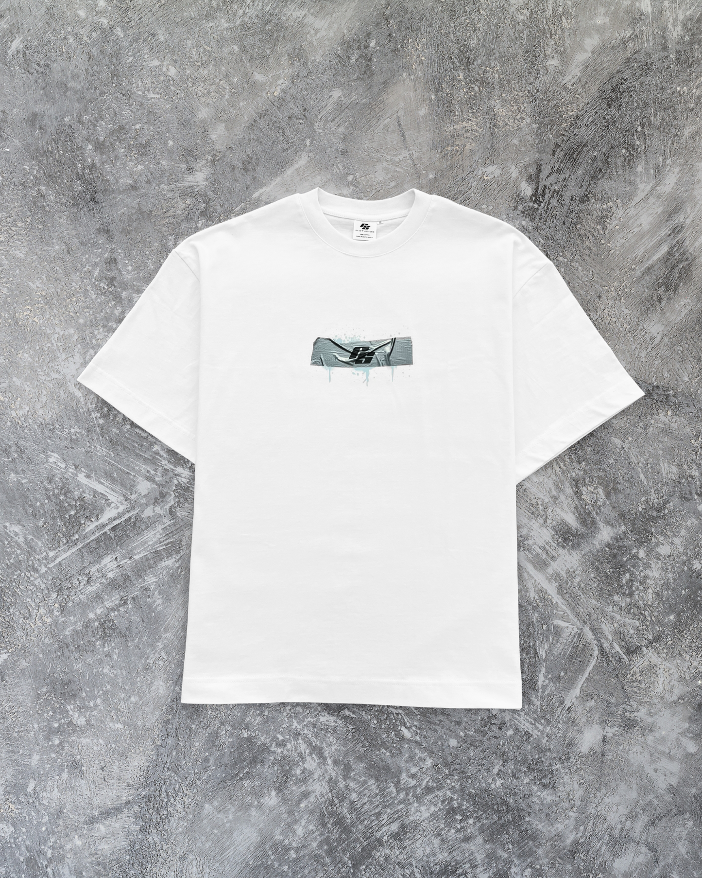 White 'Tape' Oversized Tee